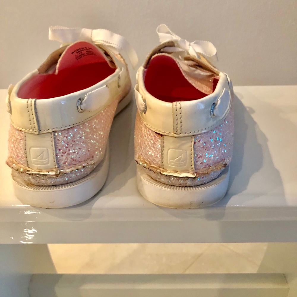 Sperry white glitter & ribbon laces shoes, sz. 9 - Picture 5 of 7